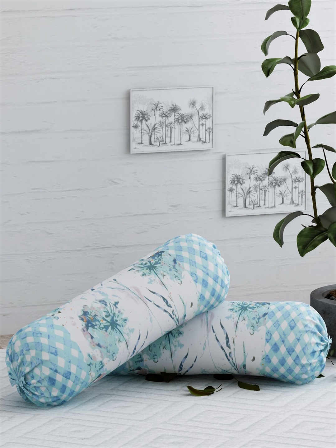 Salona Bichona Set Of 2 Teal Blue & White Floral Printed Pure Cotton 104 TC Bolster Covers
Salona Bichona Set Of 2 Teal Blue & White Floral Printed Pure Cotton 104 TC Bolster Covers