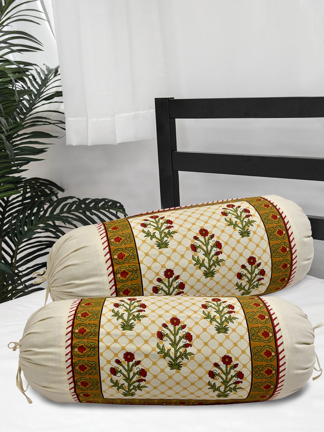 Salona Bichona Set Of 2 Cream-Coloured & Mustard-Yellow Jaipuri Printed 120 TC Pure Cotton Bolster Covers
Salona Bichona Set Of 2 Cream-Coloured & Mustard-Yellow Jaipuri Printed 120 TC Pure Cotton Bolster Covers