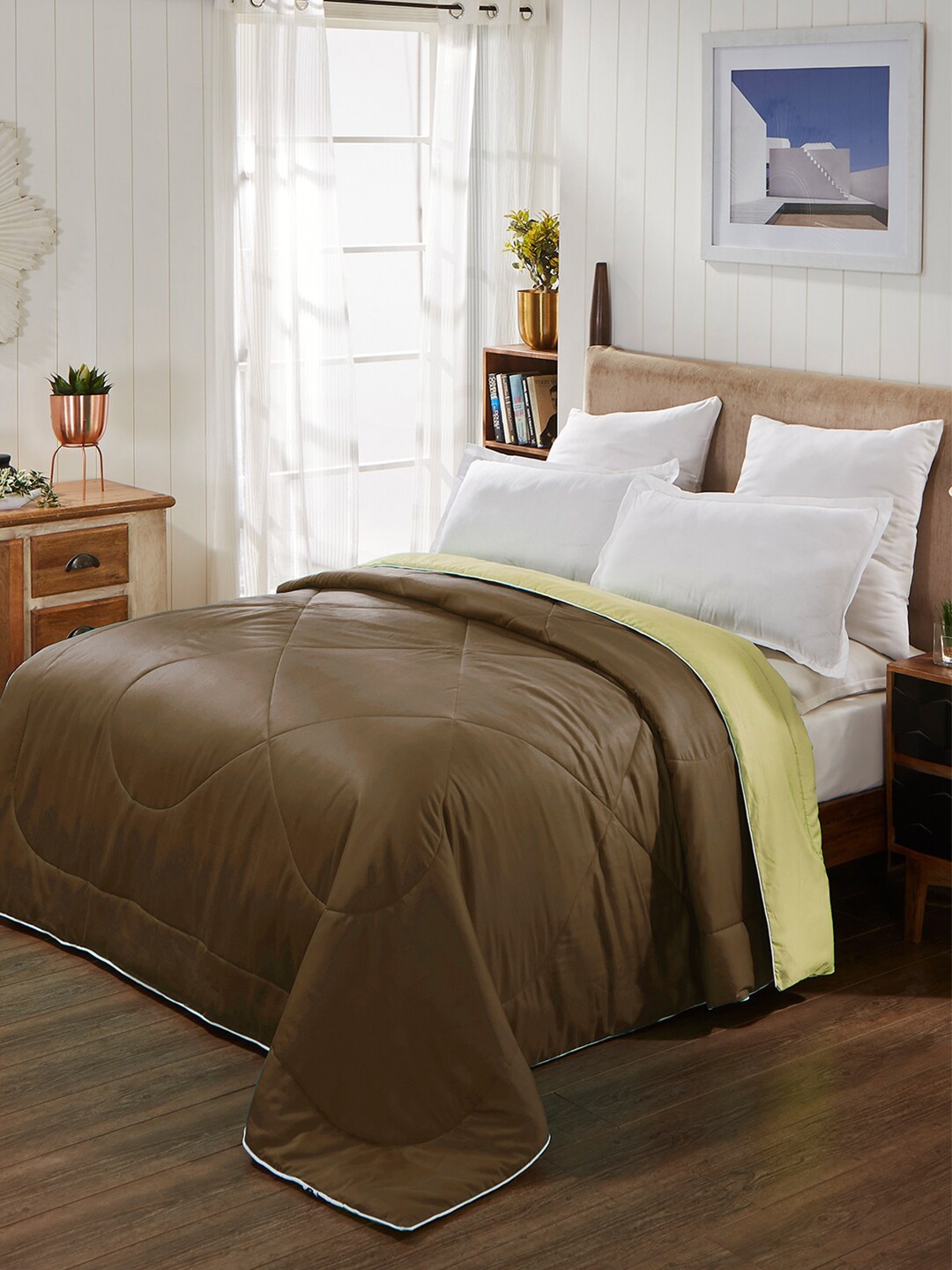 Portico New York Brown & Beige AC Room 150 GSM Double Bed Comforter