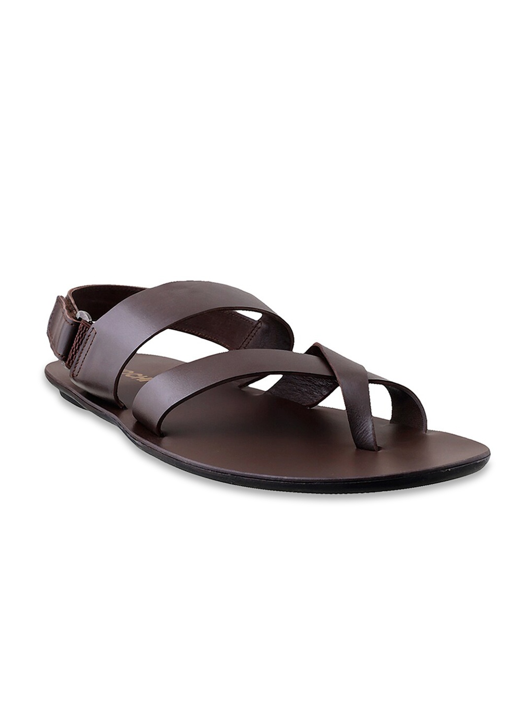 Mochi Men Brown Leather Comfort Sandals