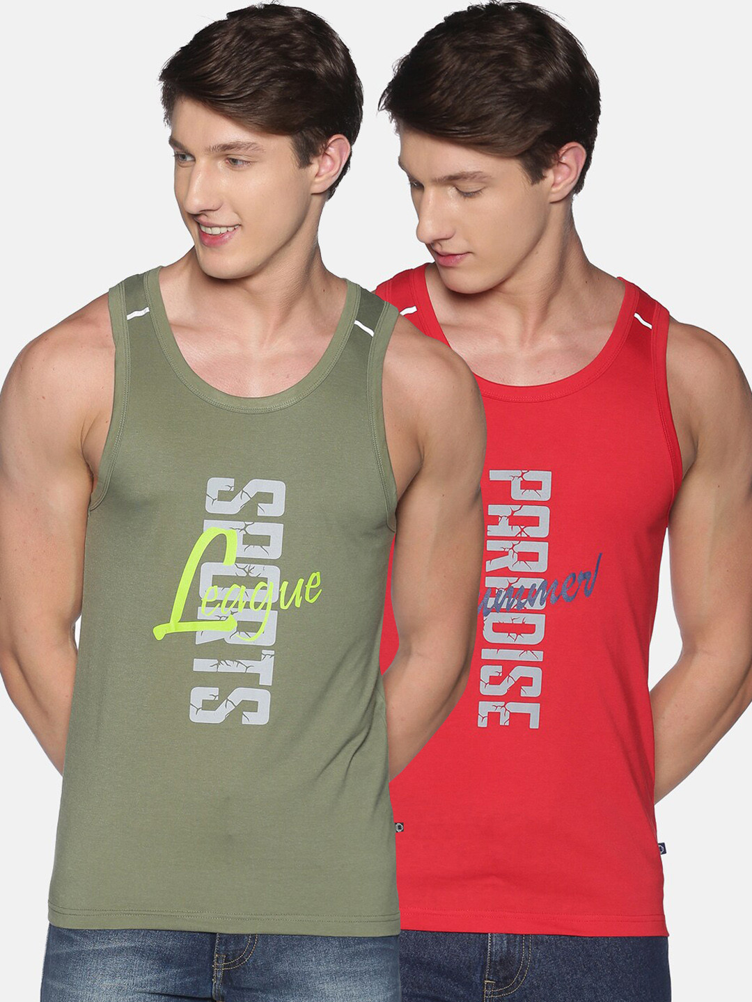Dollar Men Pack Of 2 Assorted Cotton Innerwear Tanks, Multi 
Dollar Men Pack Of 2 Assorted Cotton Innerwear Tanks, Multi