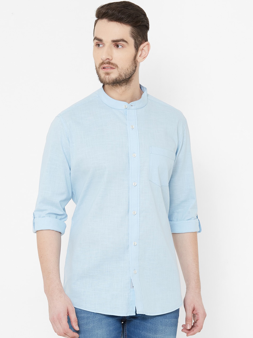 EVOQ Men Blue Casual Shirt