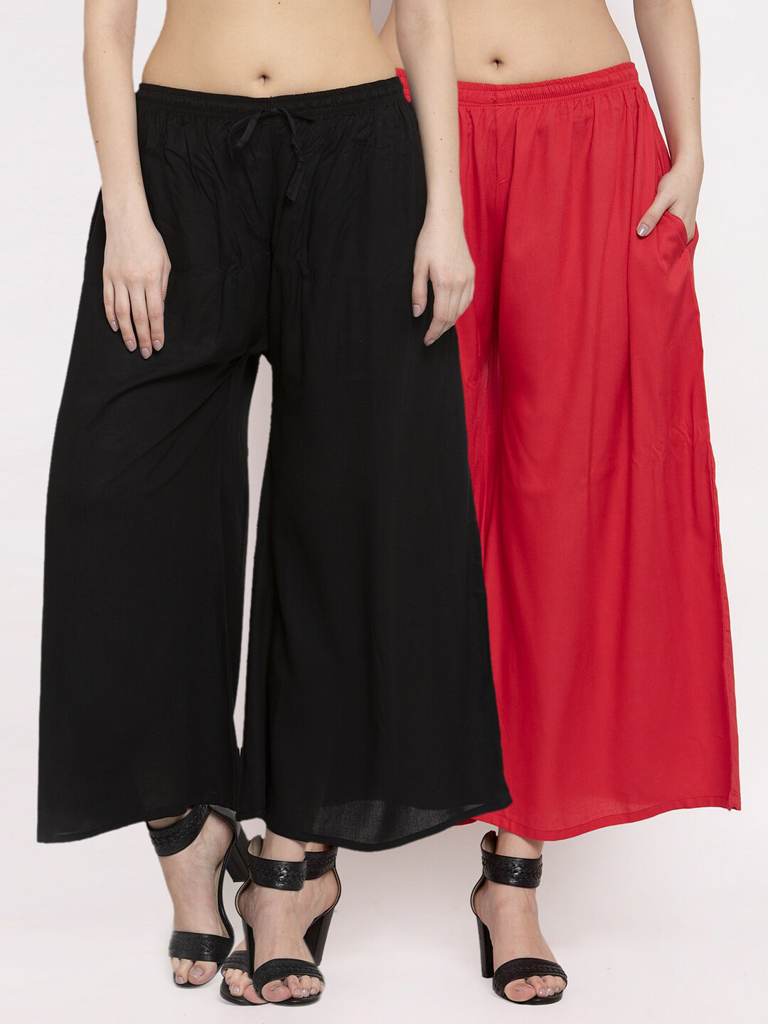 Miaz Lifestyle Women Pack Of 2 Black & Red Palazzos 
Miaz Lifestyle Women Pack Of 2 Black & Red Palazzos