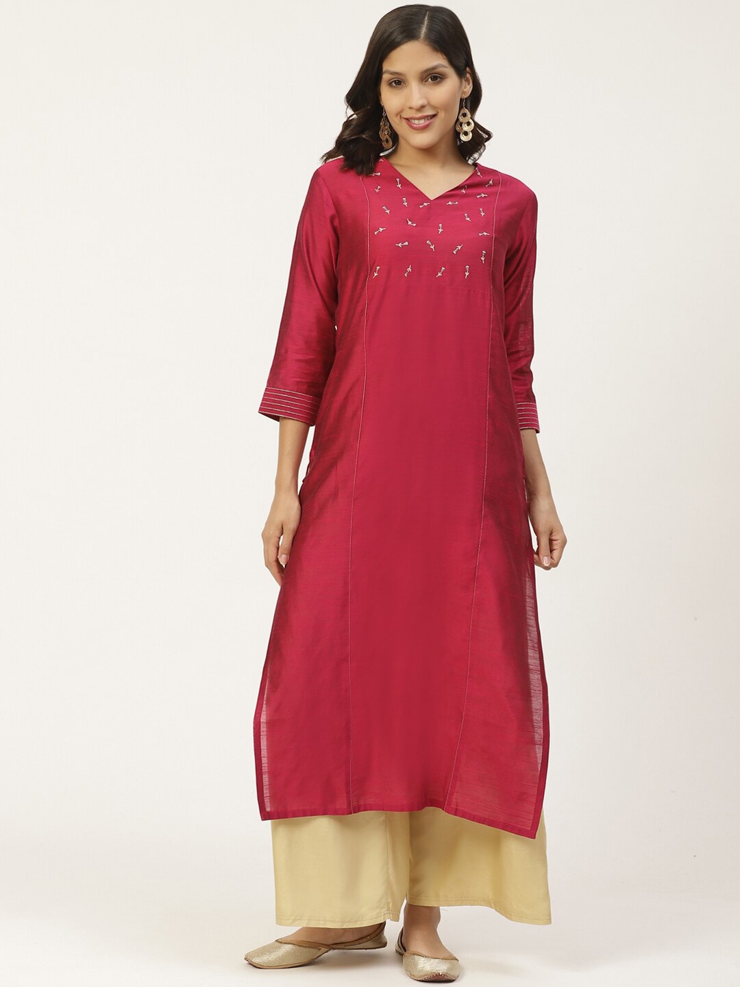 Varanga Women Pink Thread Work Kurta