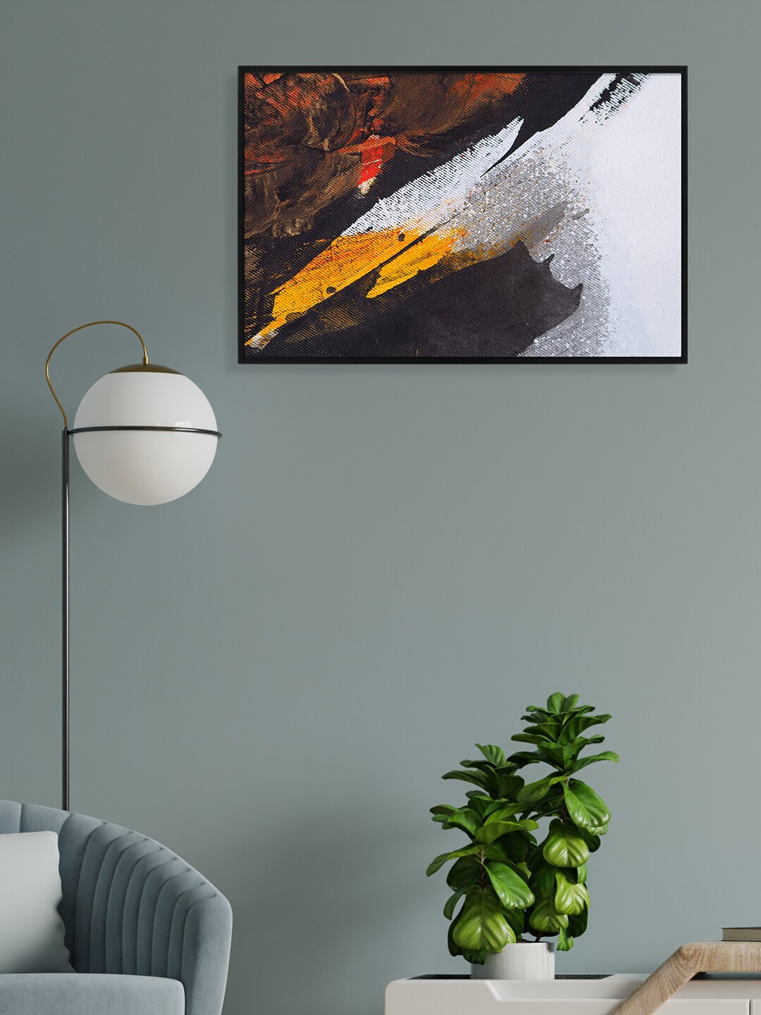 nest ART White & Brown Abstract Painting Framed Wall Art