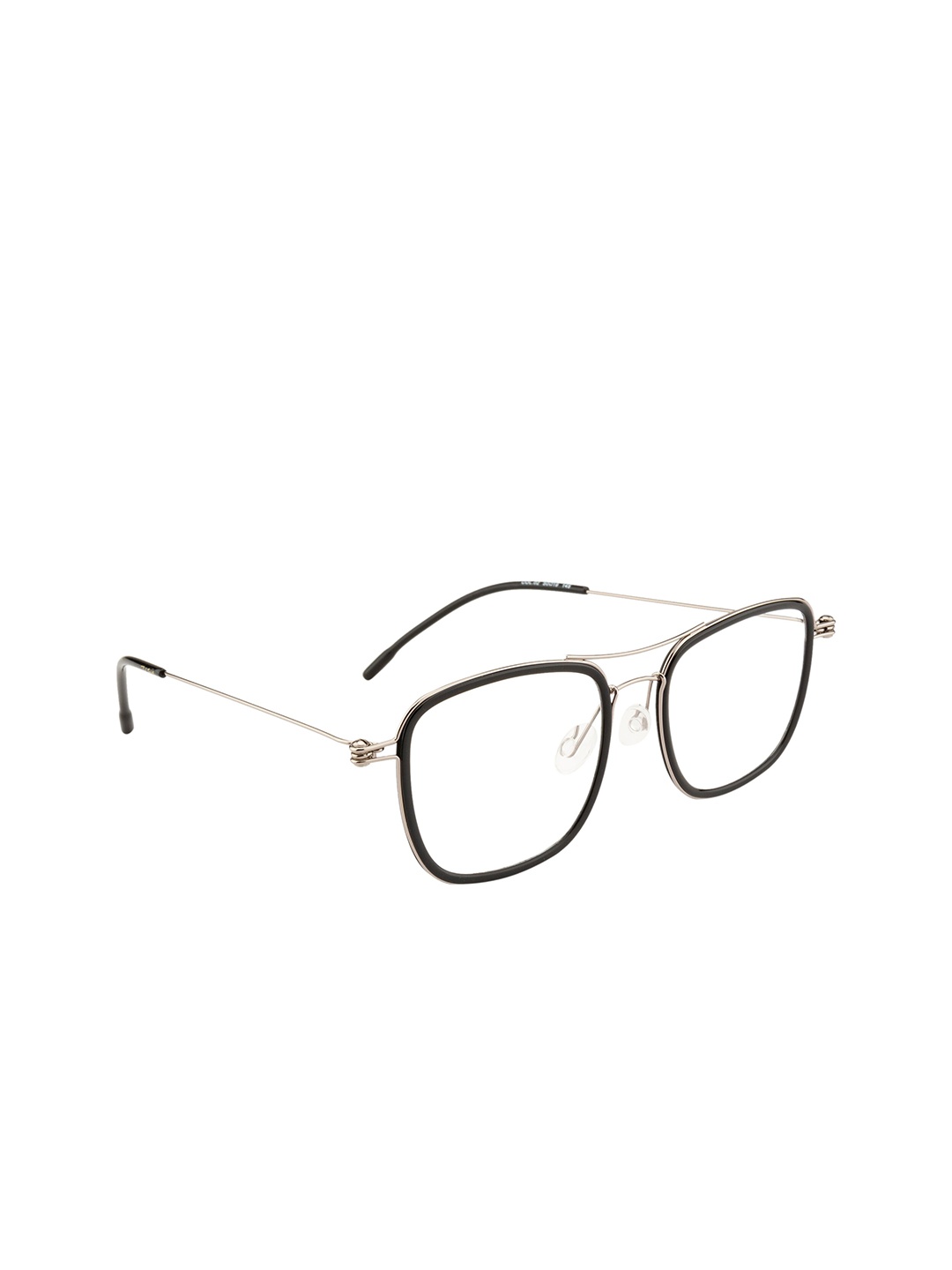 Ted Smith Unisex Silver-Toned & Black Full Rim Aviator Frames
