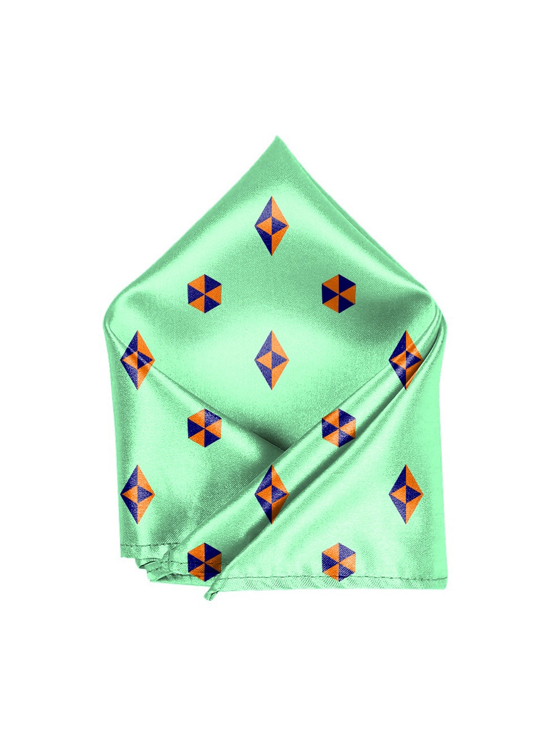 Blacksmith Men Green & Blue Printed Pure Satin Pocket Square