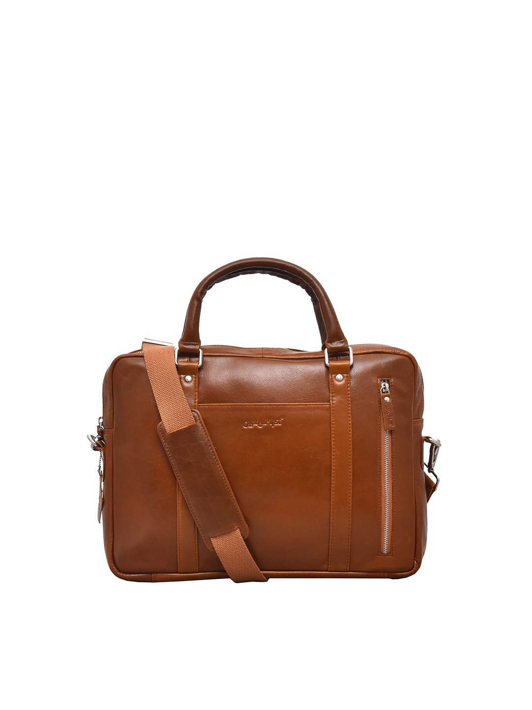OLIVE MIST Unisex Brown Leather Laptop Bag