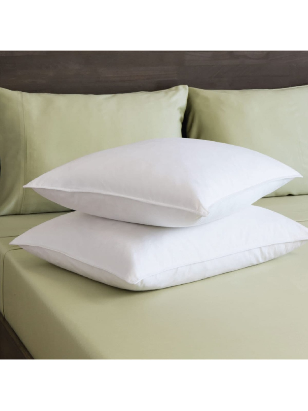 HomeTown Set Of 2 White Solid Fiesta 180 GSM Pure Cotton Sleep Pillows