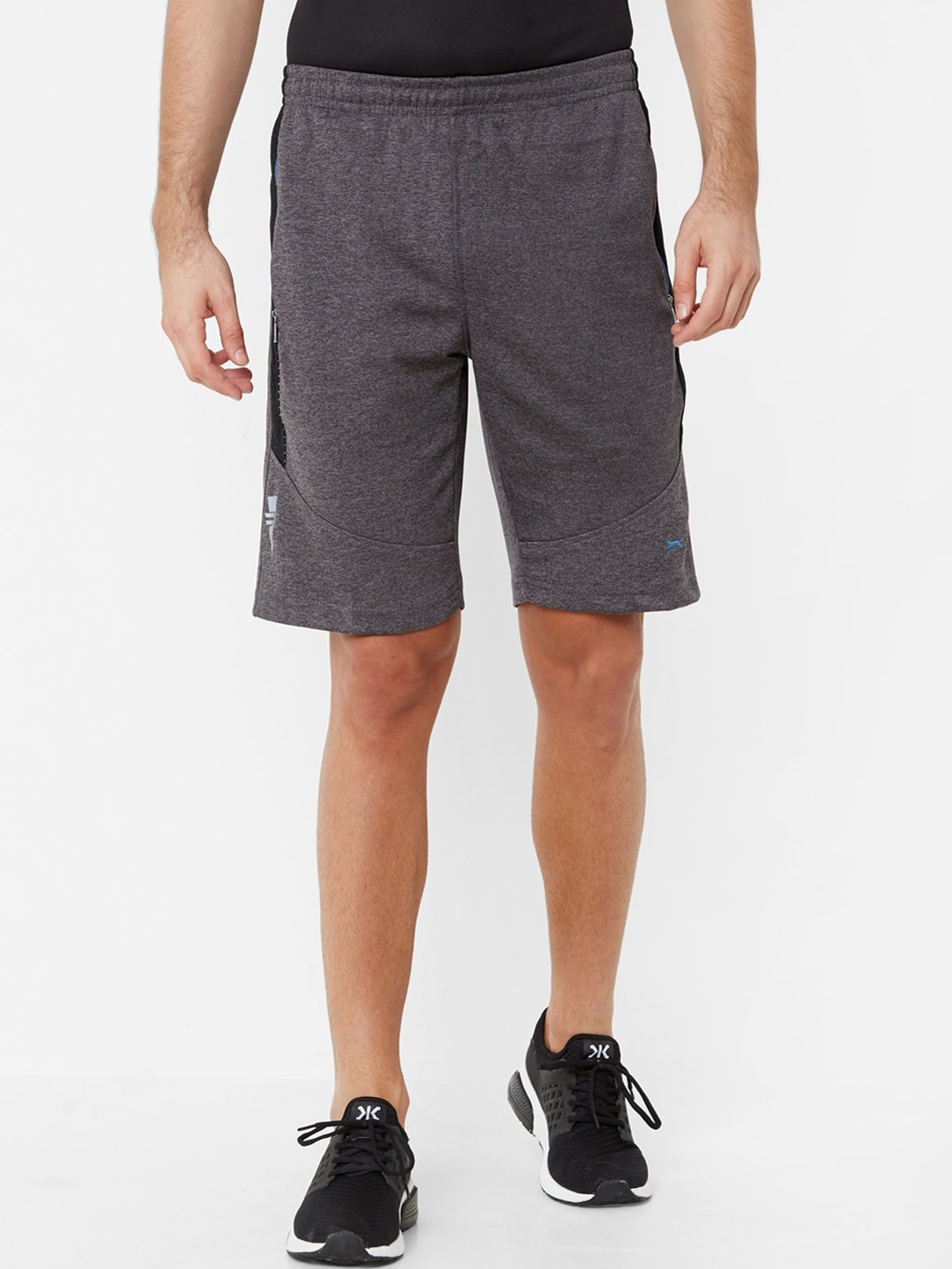 Black Panther Men Grey Mid-Rise Sports Shorts