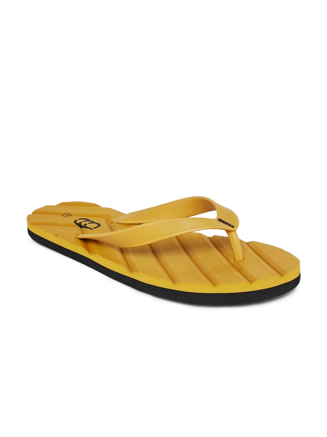 Ajile by Pantaloons Men Mustard Yellow Striped Thong Flip-Flops