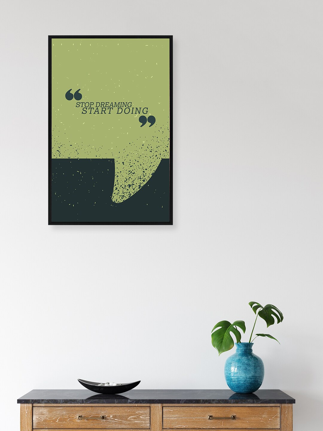 nest ART Green & Black Paper Plane Print Quotes Synthetic Framed Wall Art