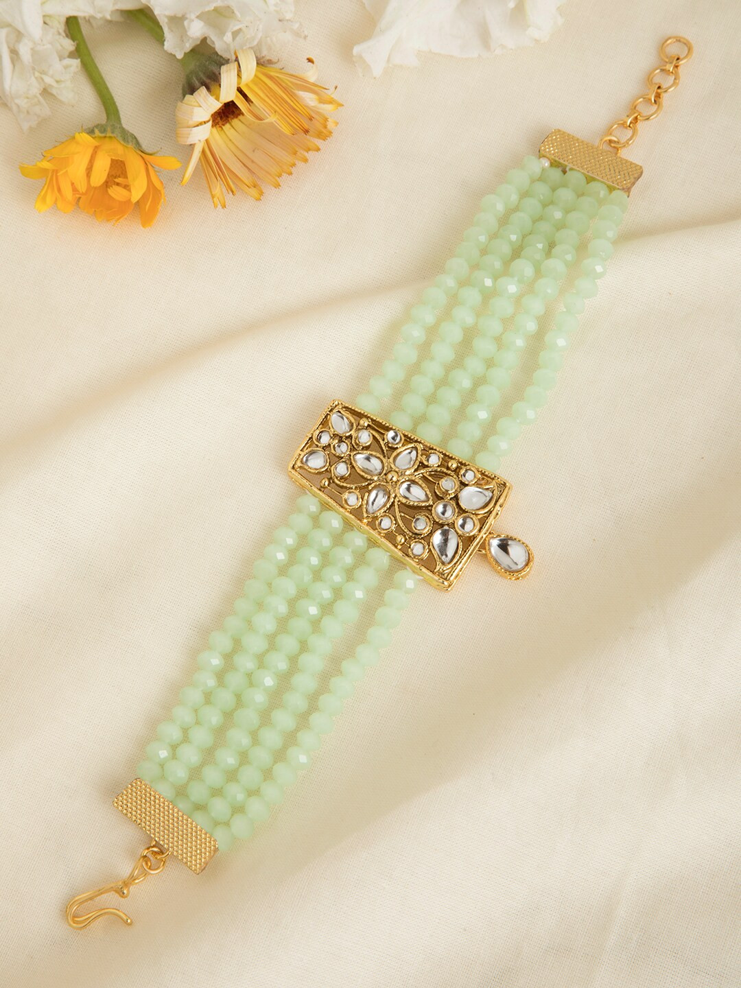 INDYA Women Green Gold-Plated Wraparound Bracelet 
INDYA Women Green Gold-Plated Wraparound Bracelet