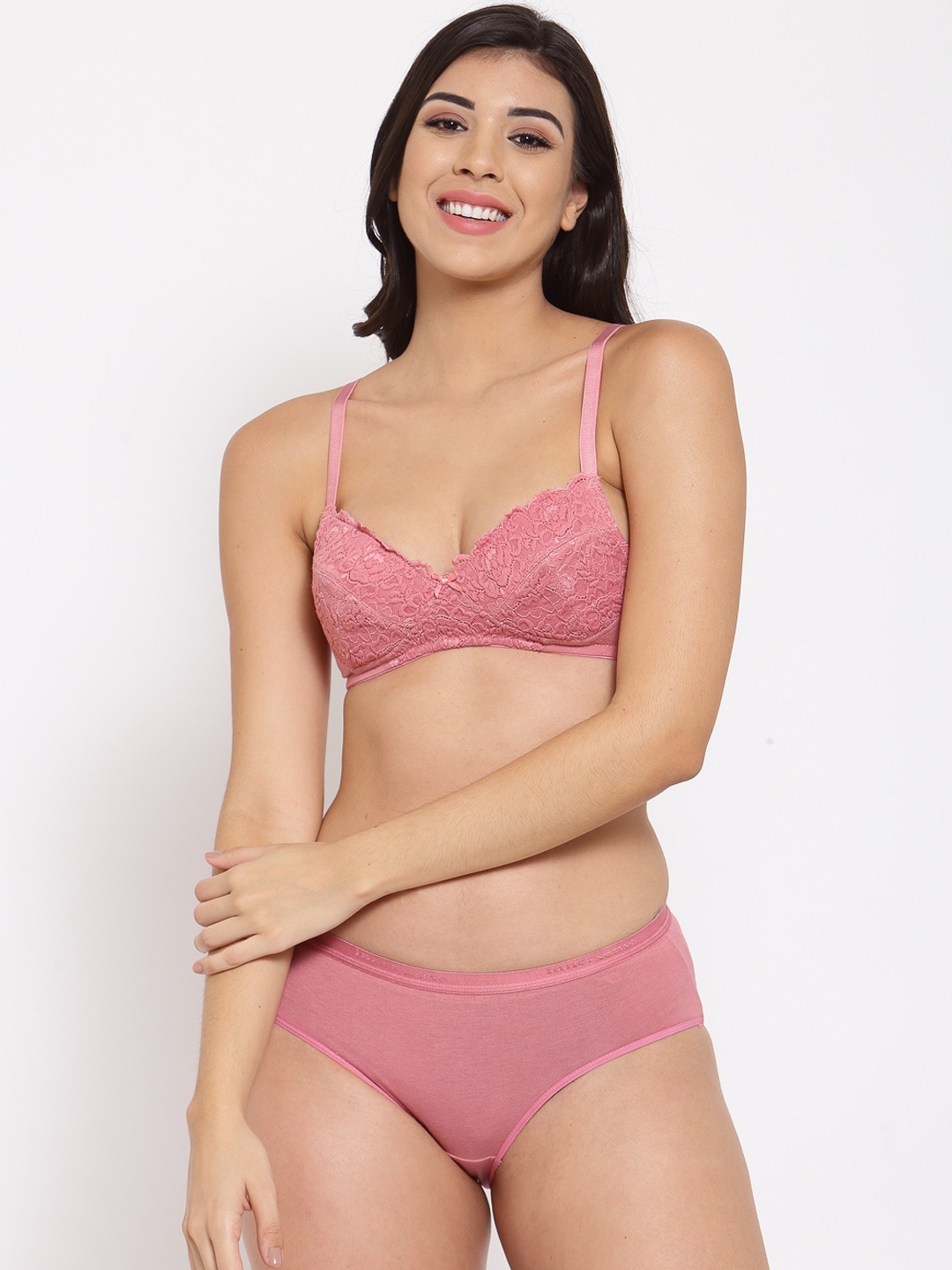 Inner Sense Women Mauve Solid Anti-Microbial Sustainable Lingerie Set ISBP106