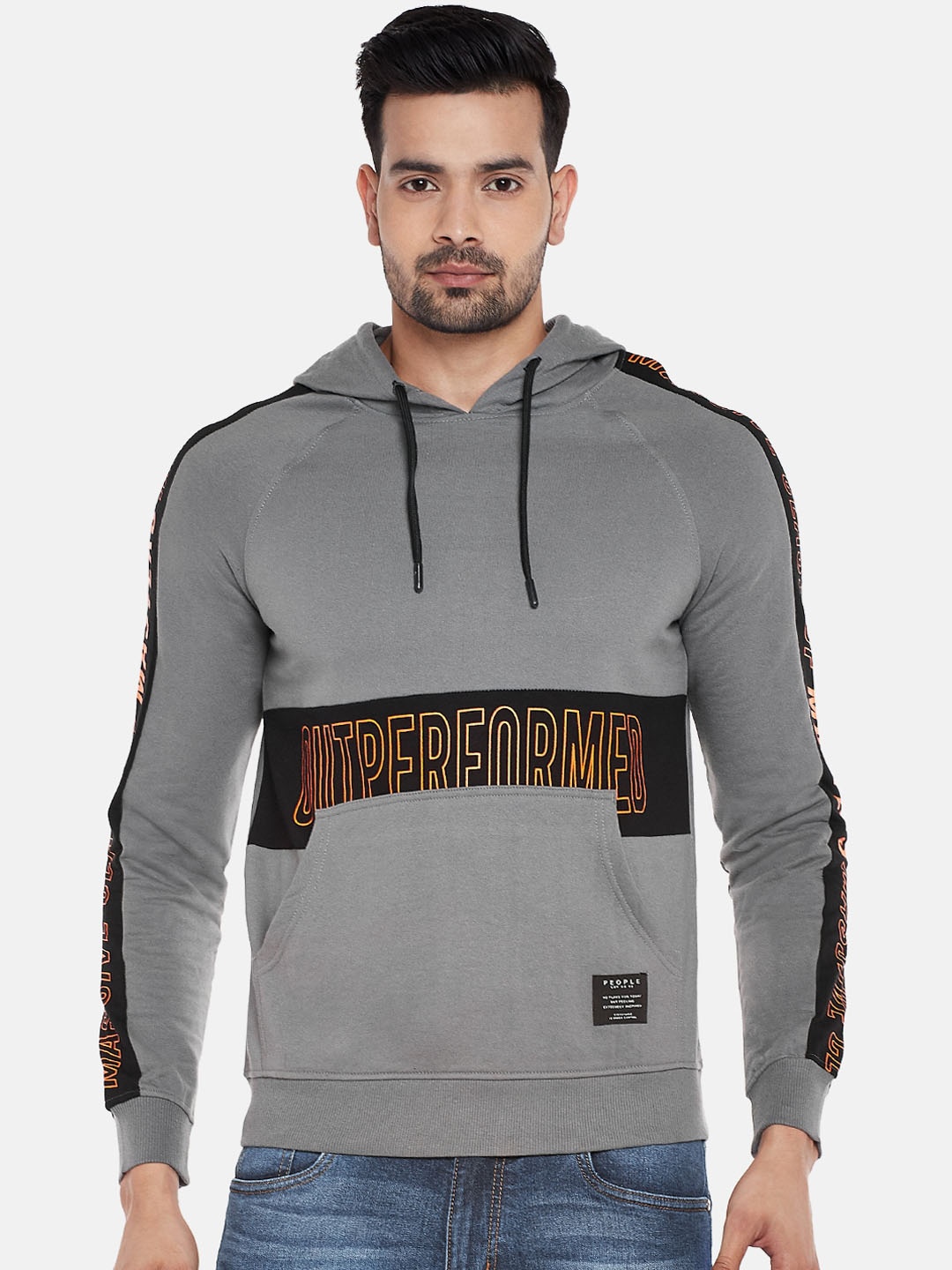 People Men Grey Printed Sweatshirt