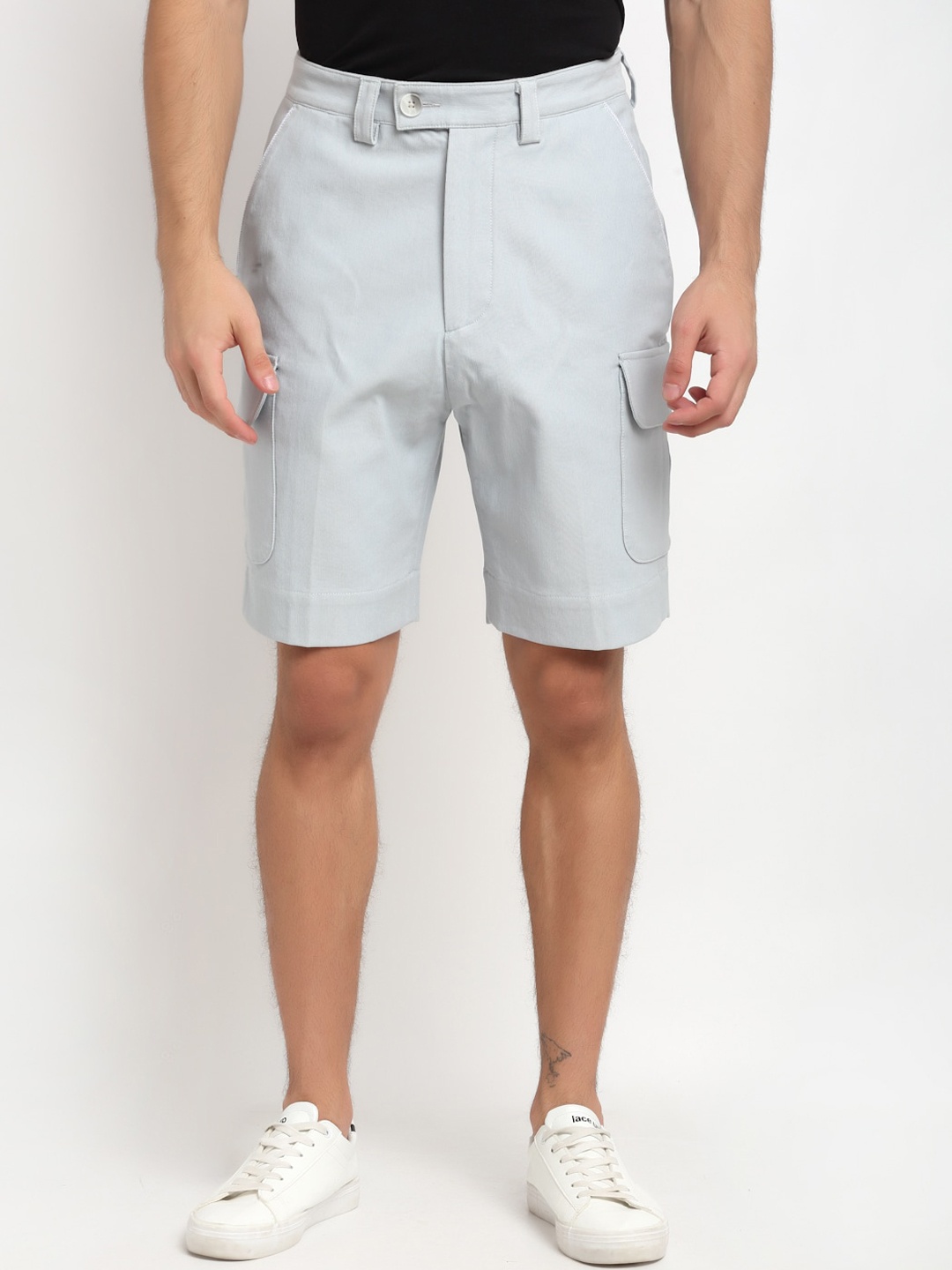 Bhaane Men Blue Mid-Rise Regular Shorts