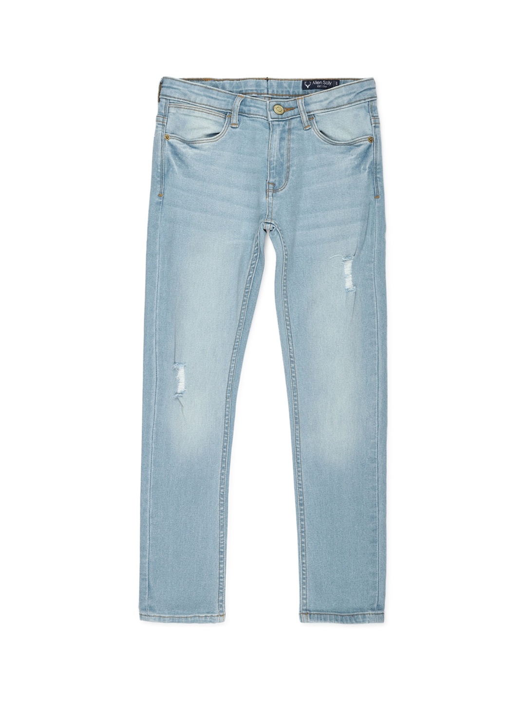 Allen Solly Junior Boys Blue Skinny Fit Low Distress Heavy Fade Jeans