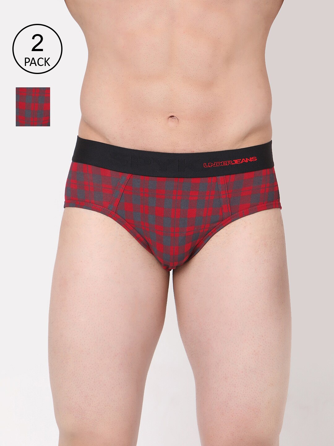 UnderJeans by Spykar Men Pack of 2 Maroon & Grey Checked Briefs UJMBRPBC035MAROONCHECK
UnderJeans by Spykar Men Pack of 2 Maroon & Grey Checked Briefs UJMBRPBC035MAROONCHECK
