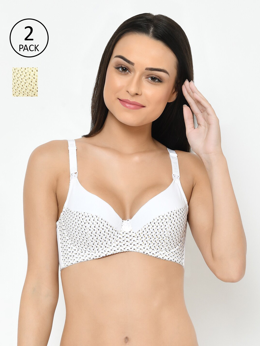 Cosmo Lady Pack of 2 White & Cream-Coloured Graphic Maternity Bra Full Coverage Underwired
Cosmo Lady Pack of 2 White & Cream-Coloured Graphic Maternity Bra Full Coverage Underwired