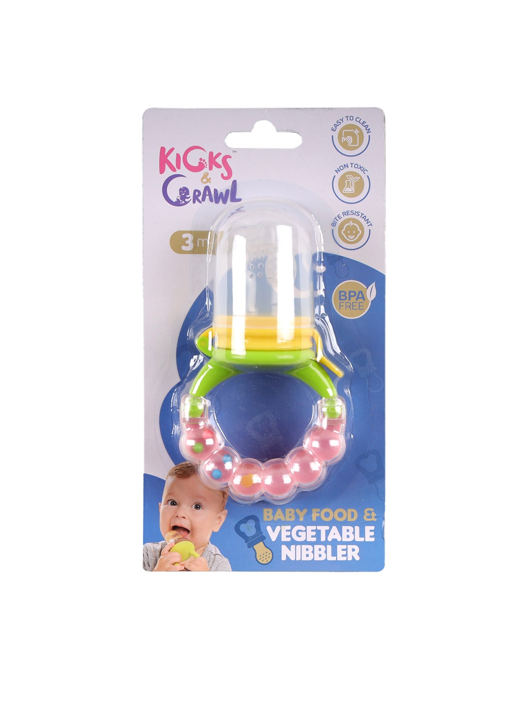KICKS & CRAWL Pink Rattle Food & Vegetable Nibbler