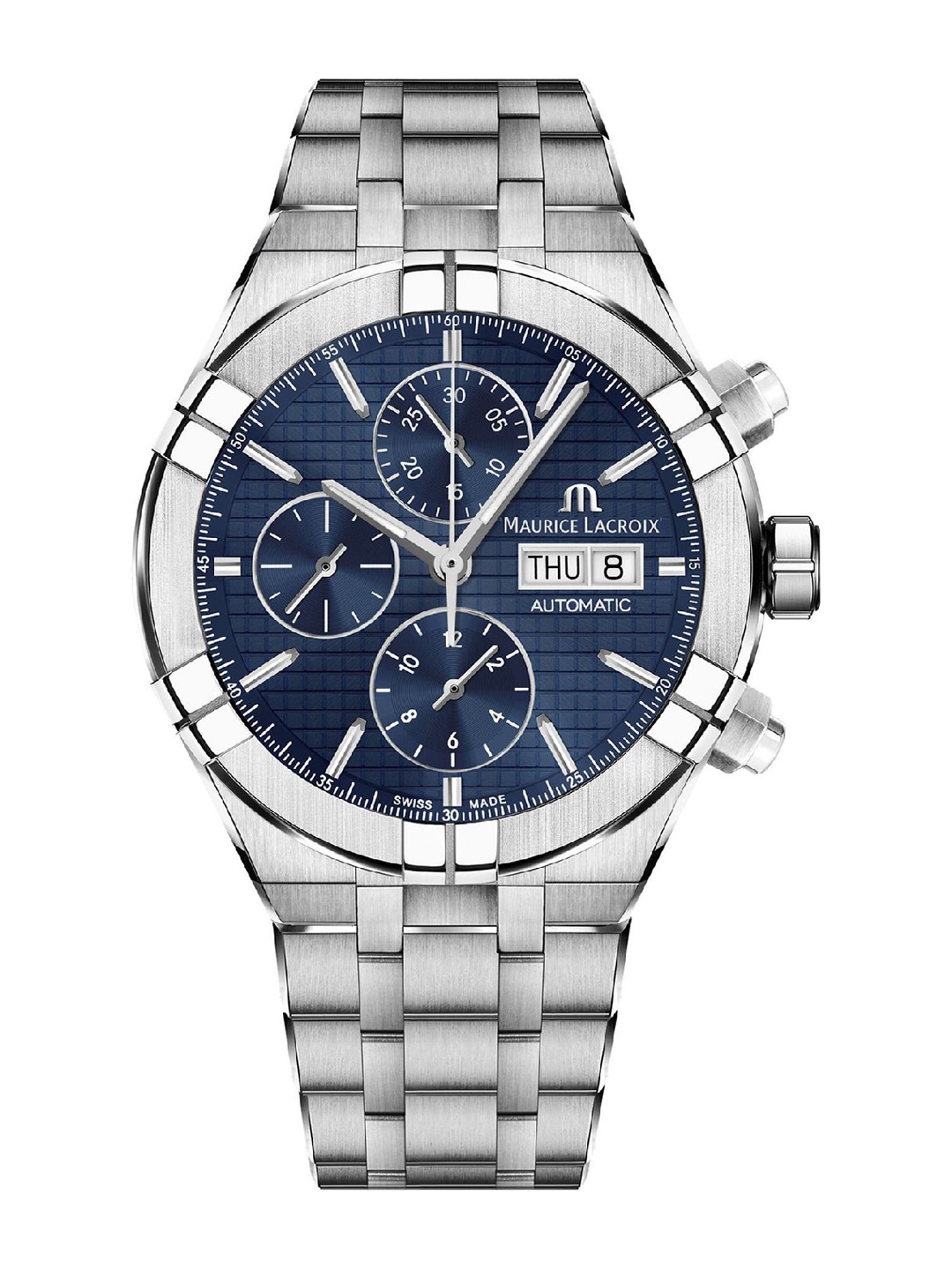 MAURICE LACROIX Men Blue Dial & Silver Toned Stainless Steel Bracelet Style Straps Analogue Chronograph Watch
MAURICE LACROIX Men Blue Dial & Silver Toned Stainless Steel Bracelet Style Straps Analogue Chronograph Watch