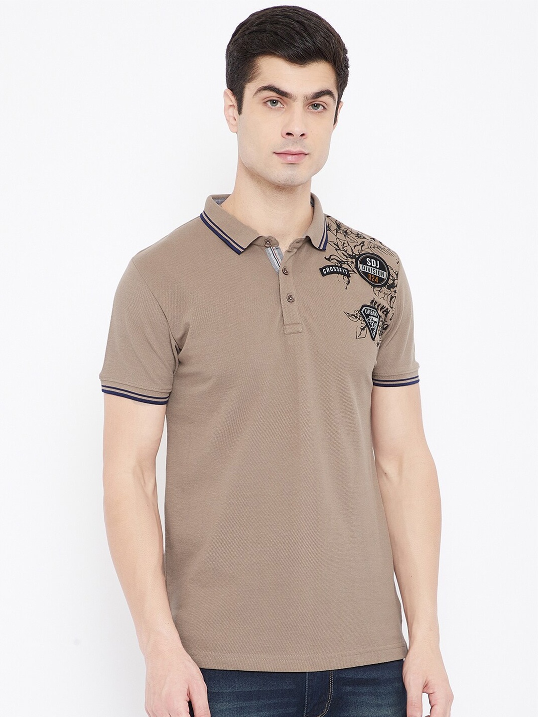 Duke Men Brown Polo Collar T-shirt