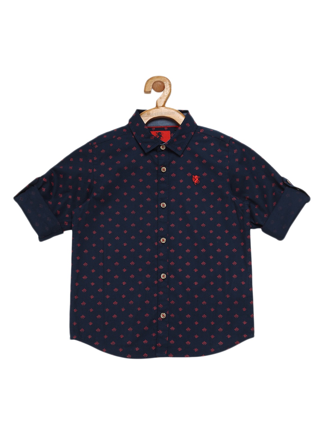 URBAN SCOTTISH Boys Navy Blue Printed Casual Shirt