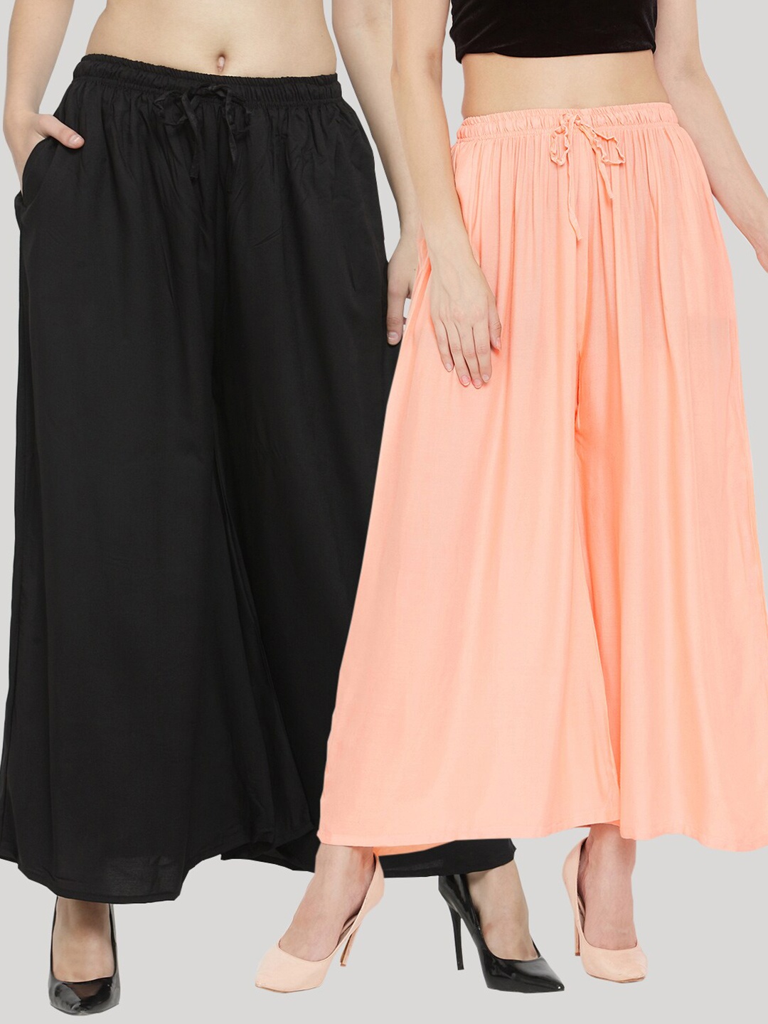 Clora Creation Women Peach-coloured & Black Pack of 2 Flared Knitted Ethnic Palazzos
Clora Creation Women Peach-coloured & Black Pack of 2 Flared Knitted Ethnic Palazzos
