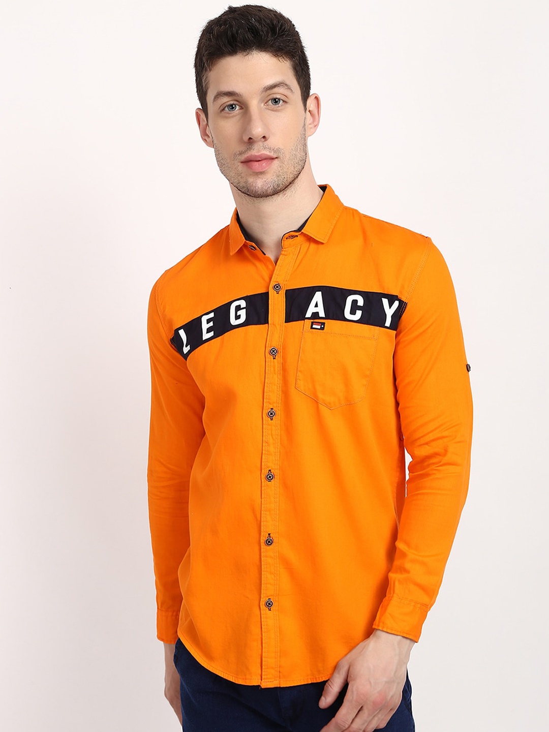 V2 Value & Variety Men Orange Printed Casual Shirt
