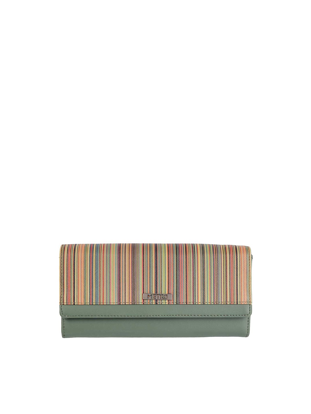 Metro Green & Red Striped Purse Clutch