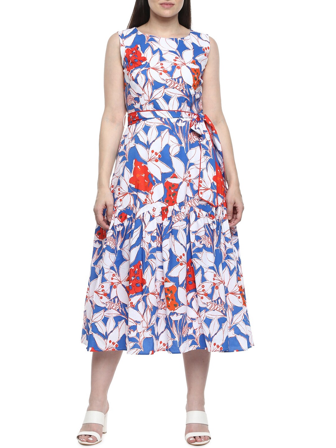 Phase Eight Blue & White Floral A-Line Dress