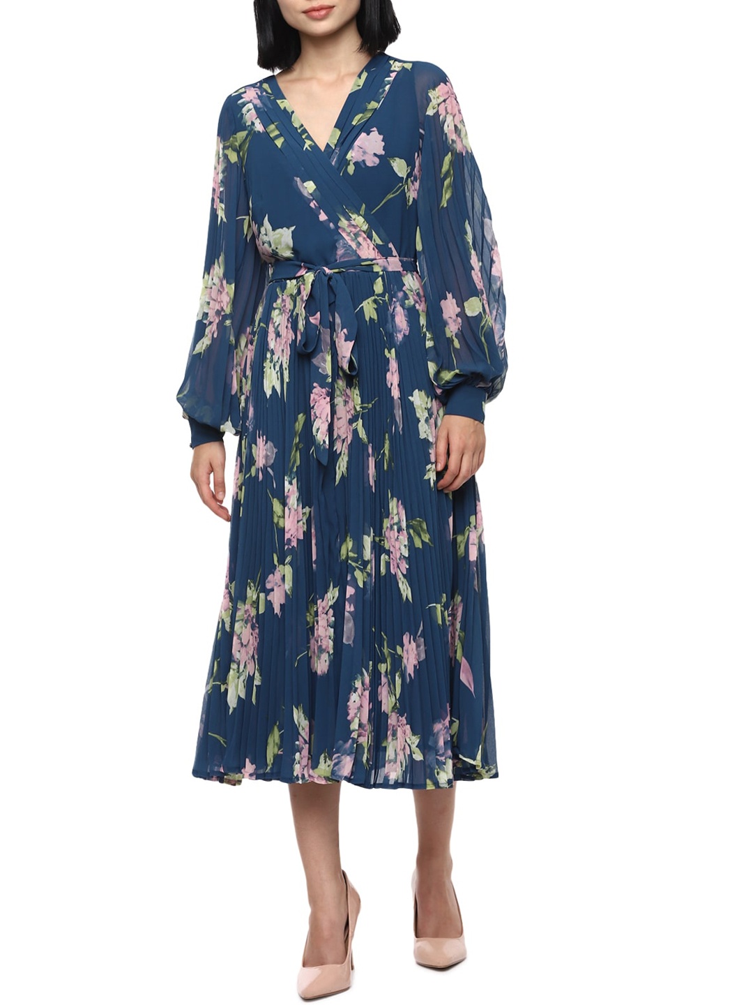 Phase Eight Blue & Green Floral A-Line Dress