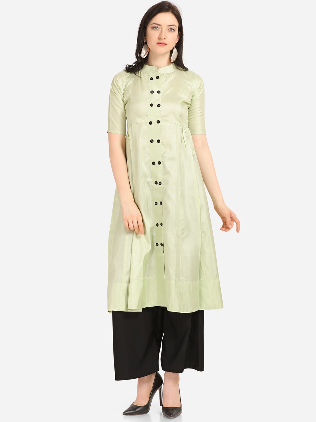 SAADHVI Women Green Kurti with Palazzos
