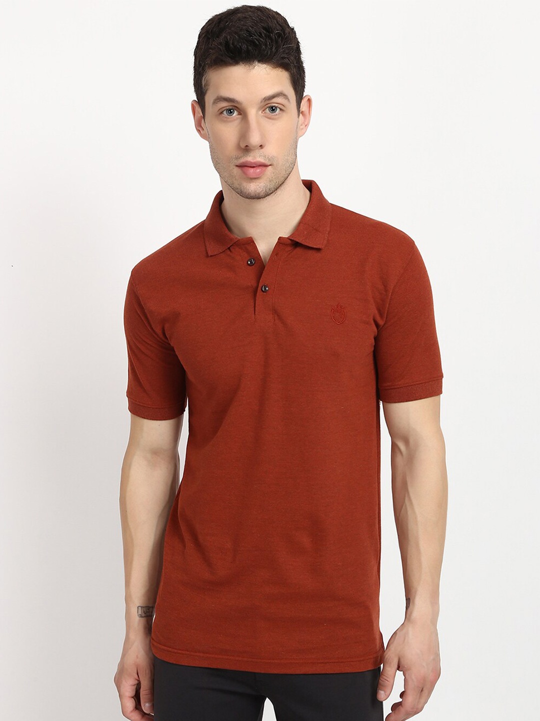 V2 Value & Variety Men Rust Polo Collar Cotton T-shirt