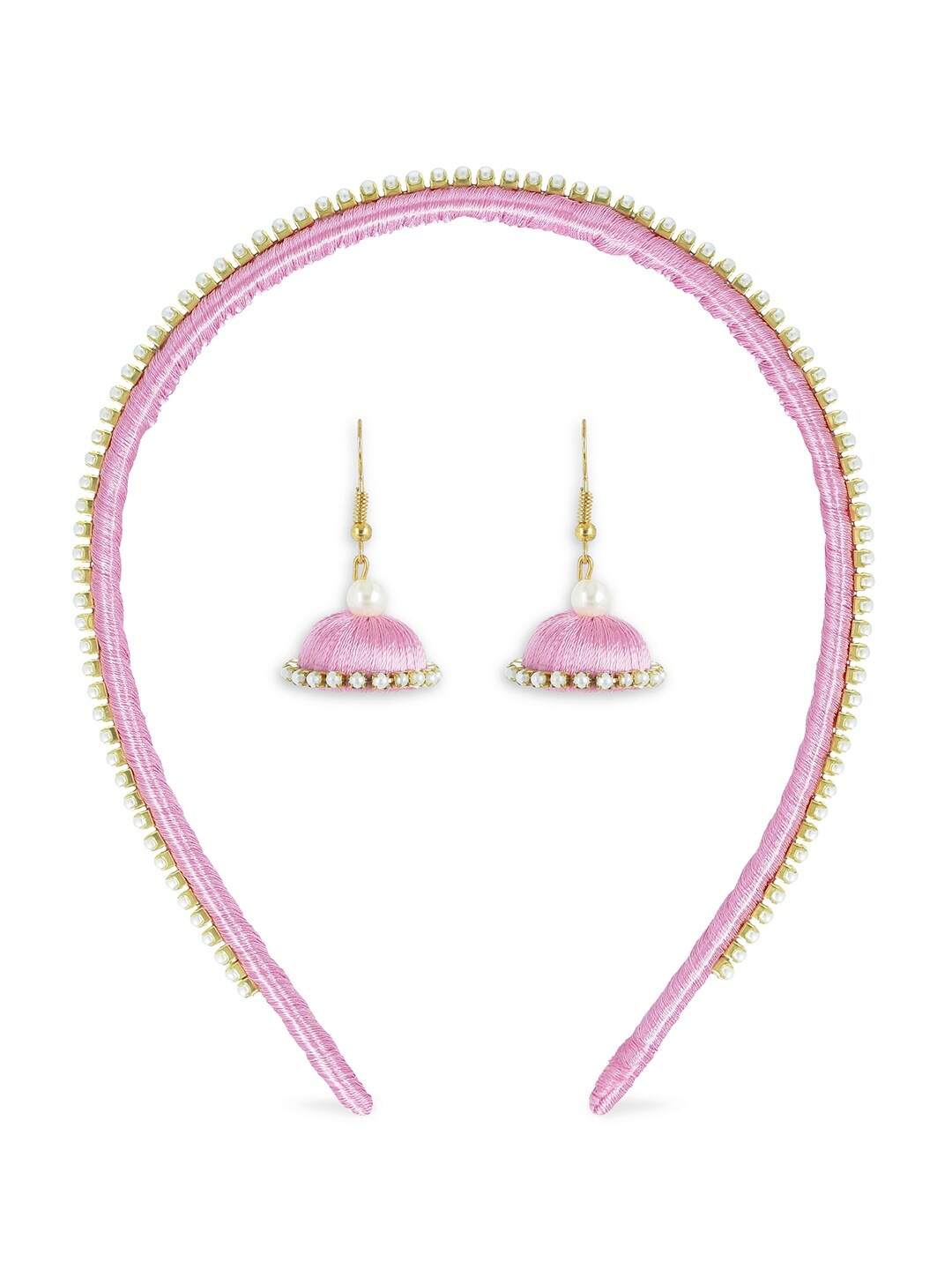 AKSHARA Girls Rose & Gold-Toned Set of 2 Beaded Handcrafted Silk Hairband with Earrings
AKSHARA Girls Rose & Gold-Toned Set of 2 Beaded Handcrafted Silk Hairband with Earrings