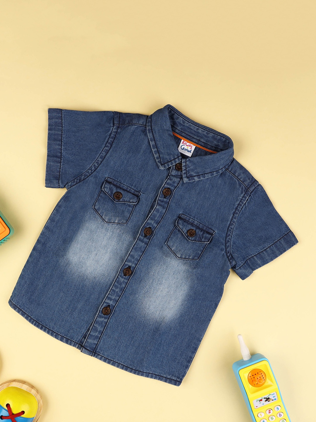 KICKS & CRAWL Boys Blue Denim Casual Shirt