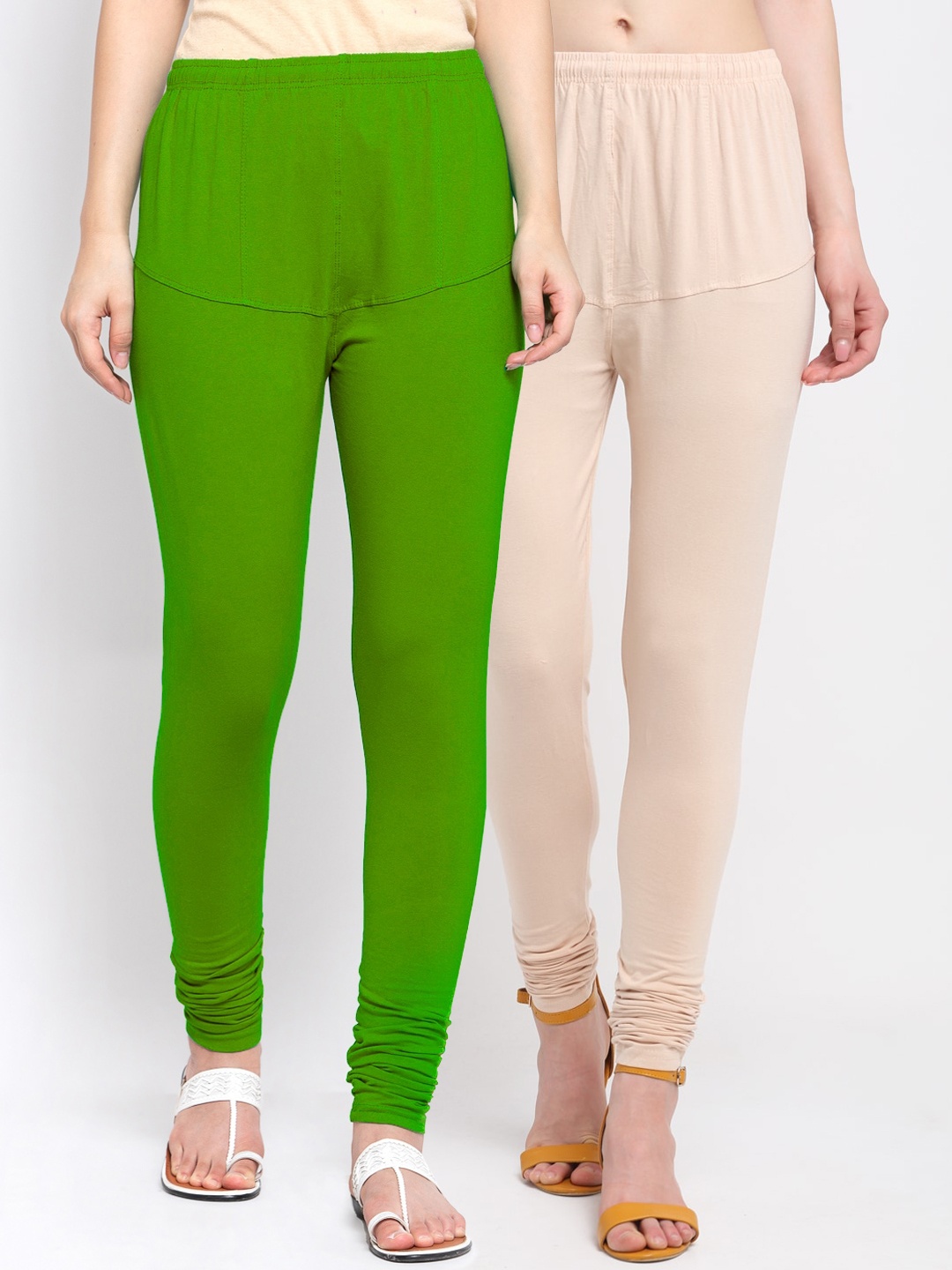KLOTTHE Women Pack Of 2 Green & Nude-Coloured Solid Churidar-Length Cotton Leggings
KLOTTHE Women Pack Of 2 Green & Nude-Coloured Solid Churidar-Length Cotton Leggings