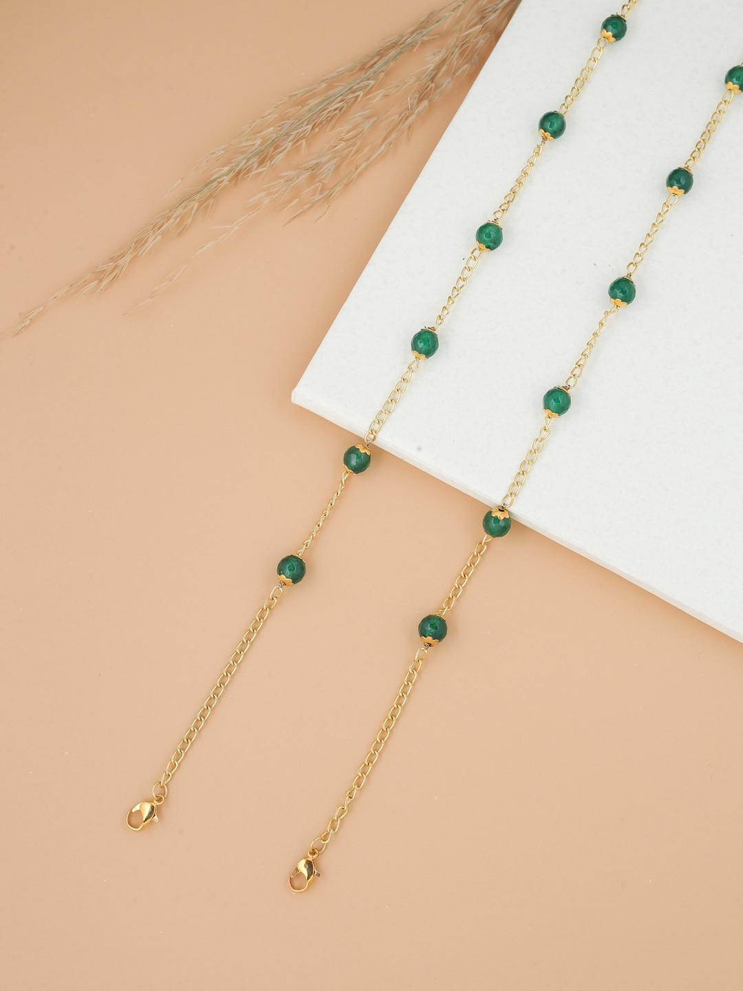 Shoshaa Gold & Green Mask Chain