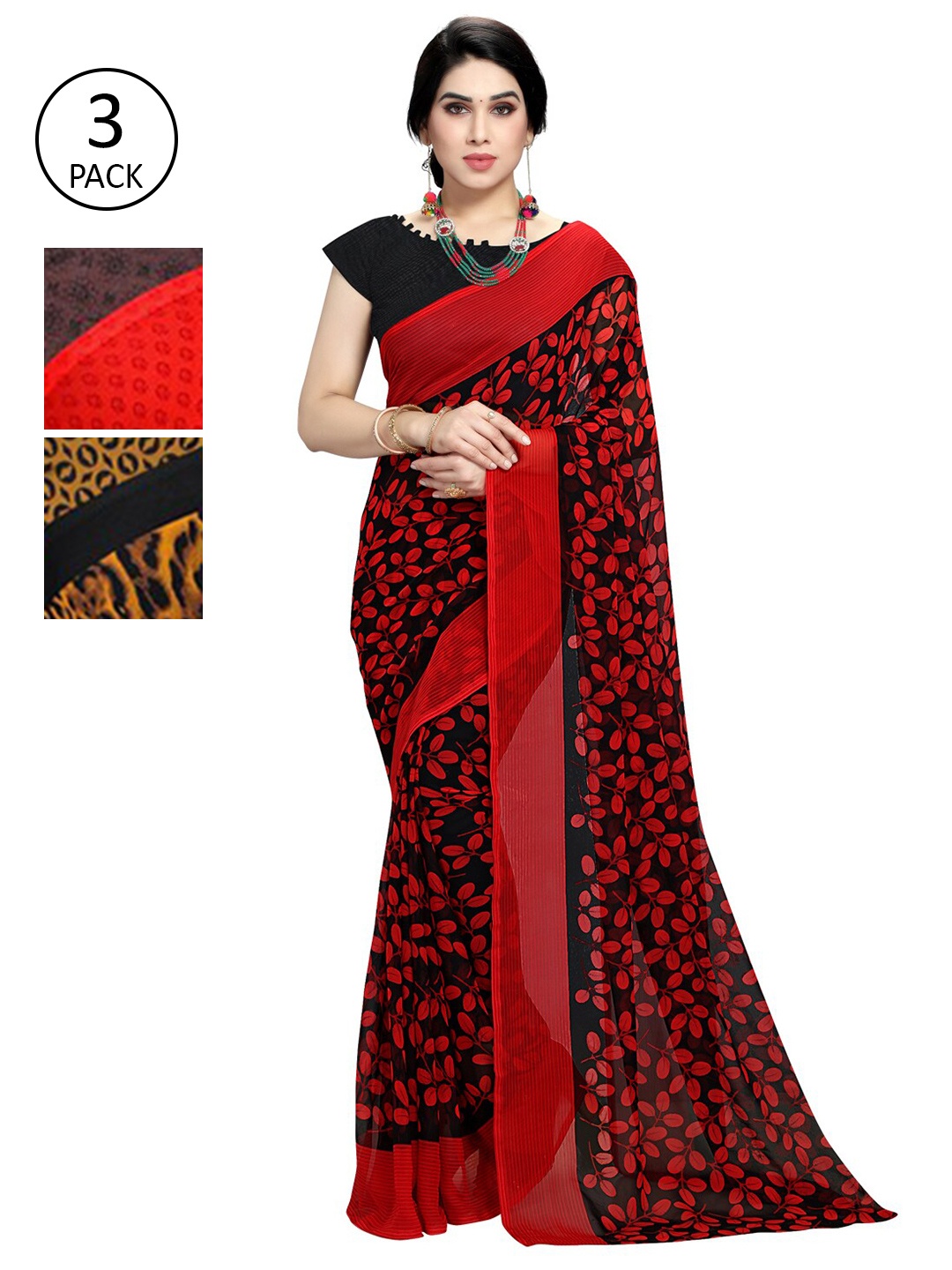 KALINI Pack Of 3 Multicoloured Printed Saree, Multi