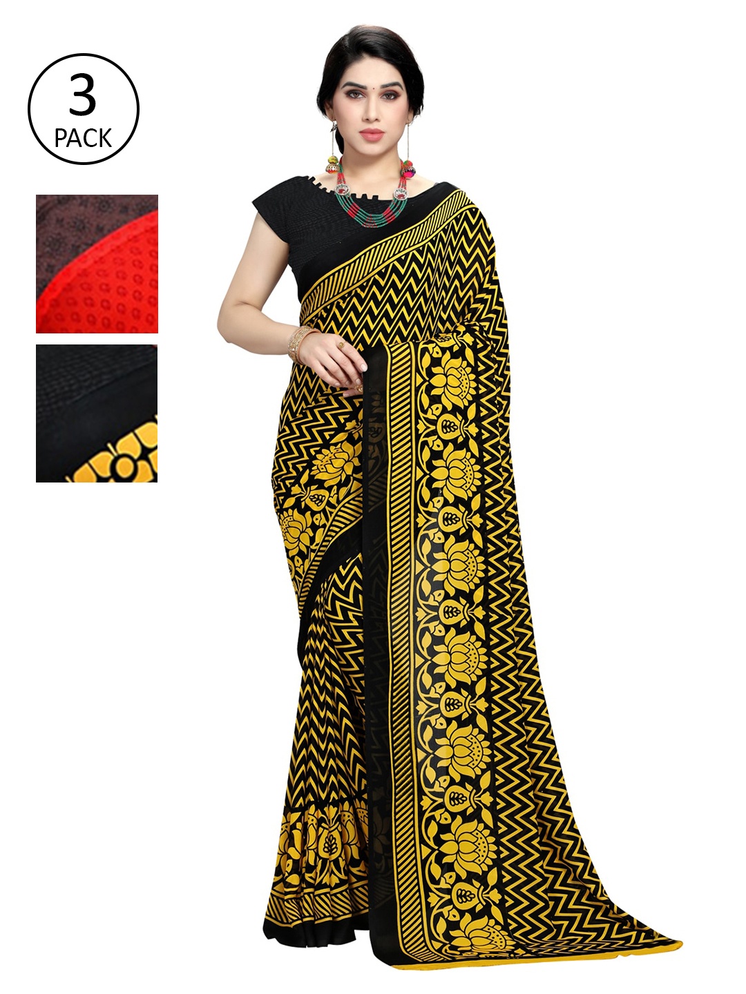 KALINI Pack Of 3 Multicoloured Printed Saree, Multi