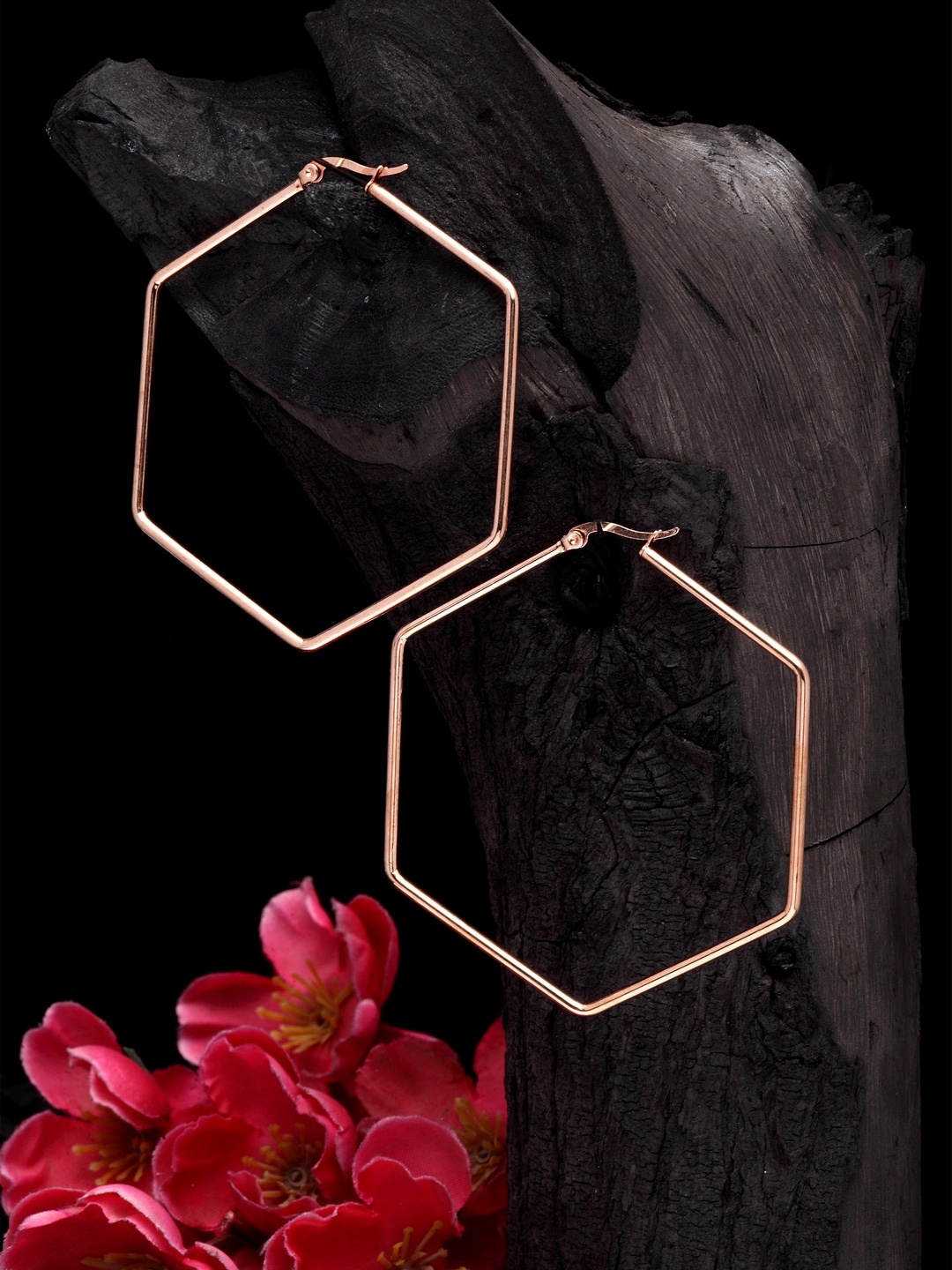 Moedbuille Rose Gold Geometric Hoop Earrings