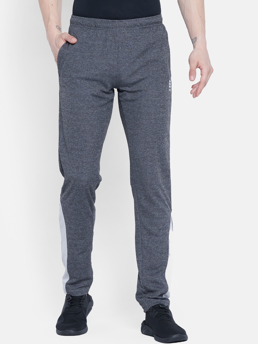 rock.it Men Grey Melange Solid Track Pants