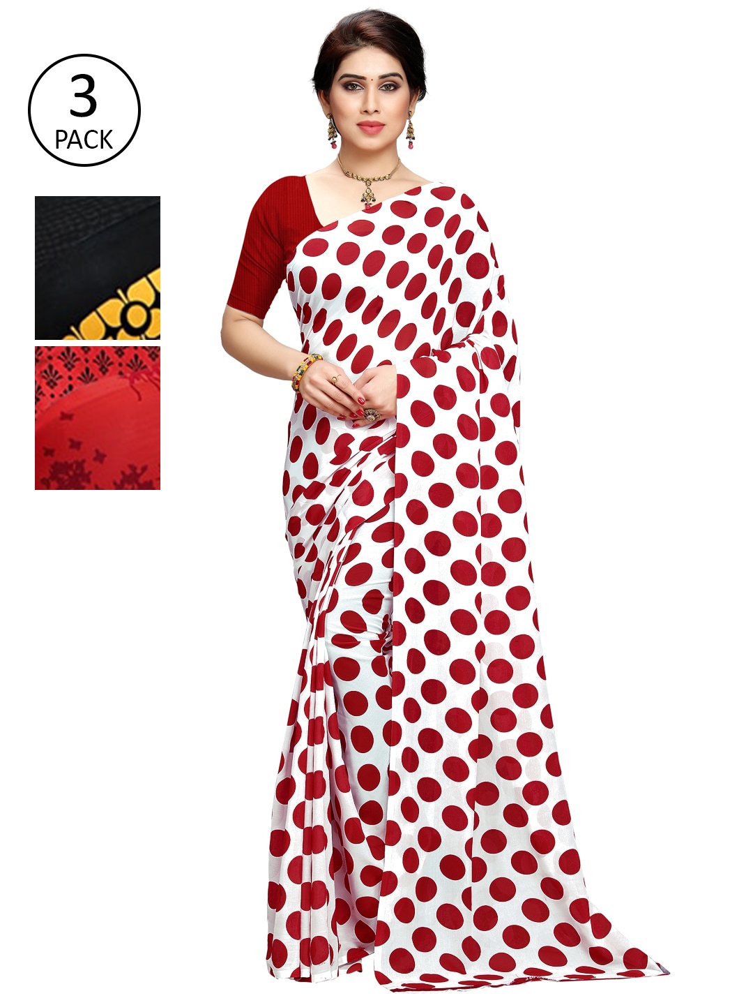 KALINI Pack of 3 Printed Sarees, Multi