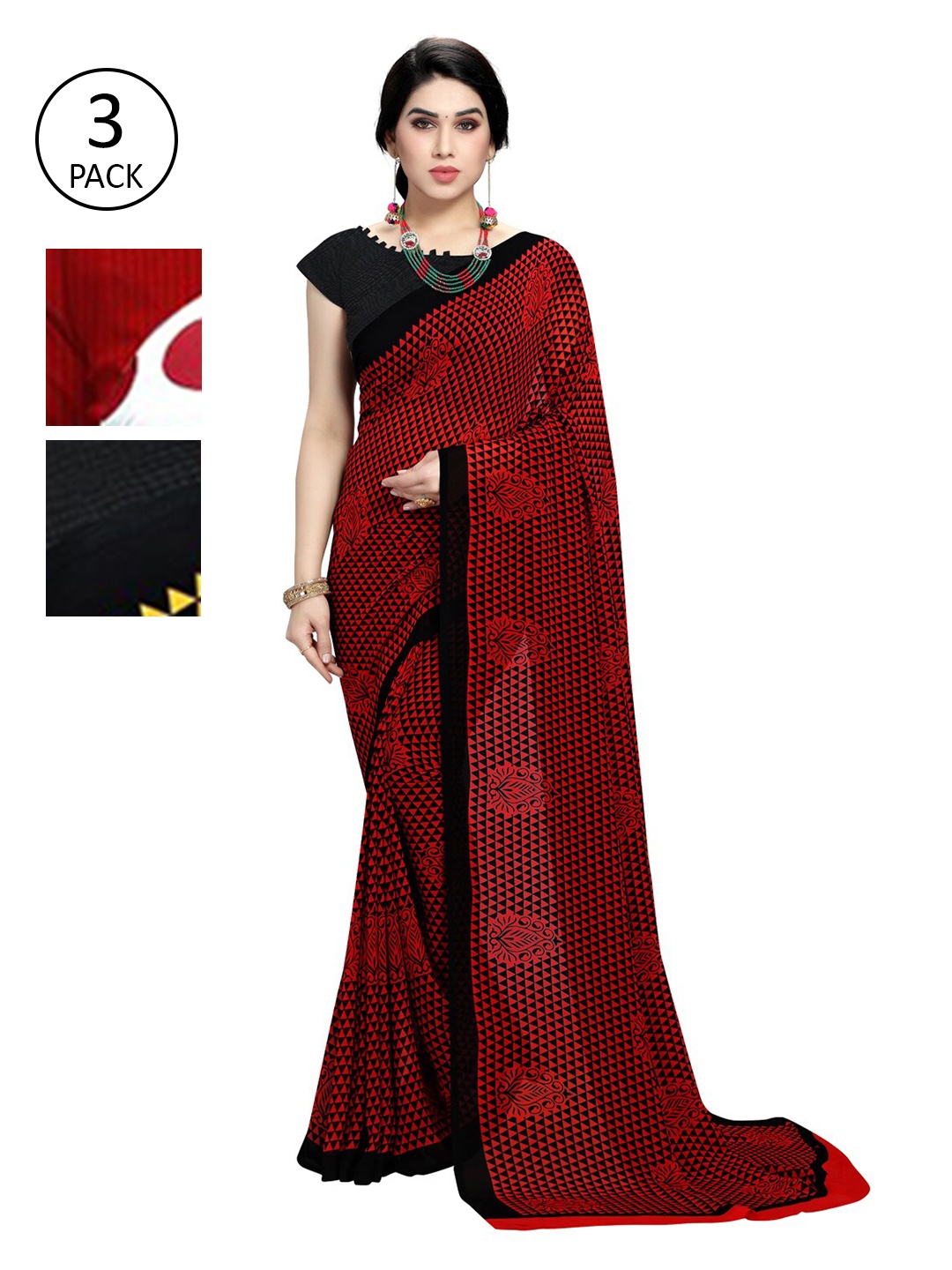 KALINI Pack Of 3 Printed Saree, White