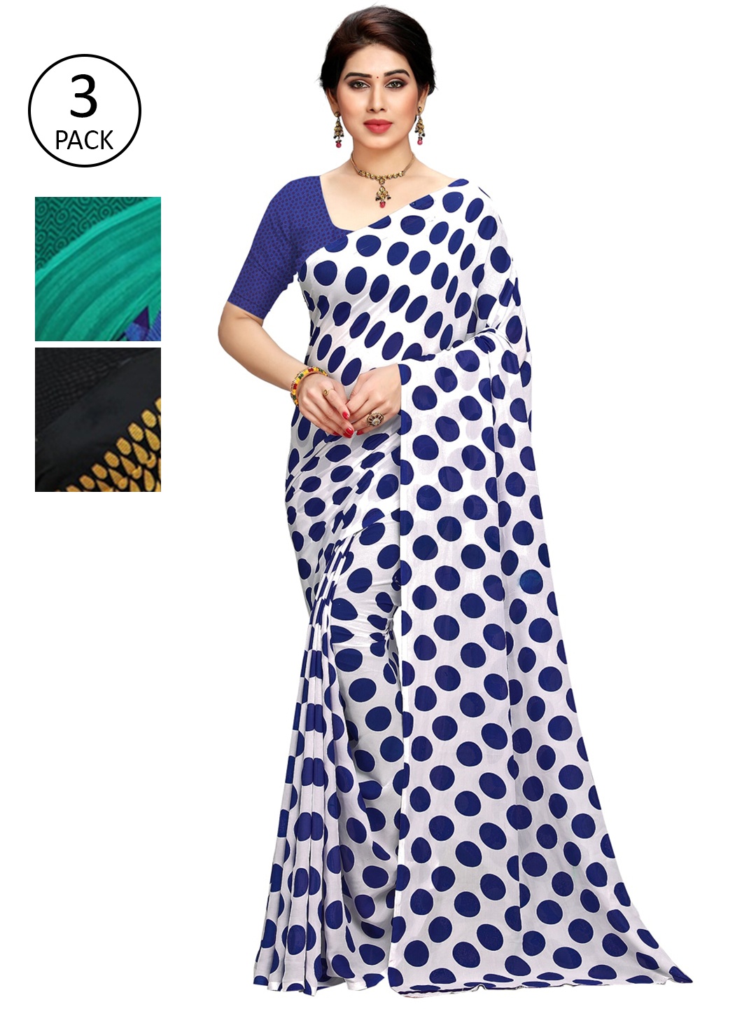KALINI Pack of 3 Printed Sarees, Multi