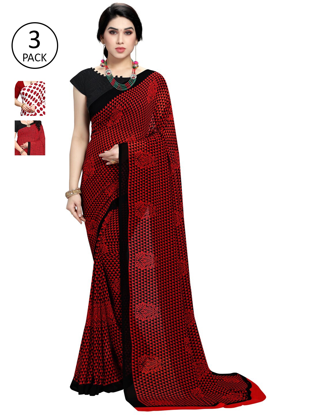 KALINI Pack of 3 Printed Saree, Multi