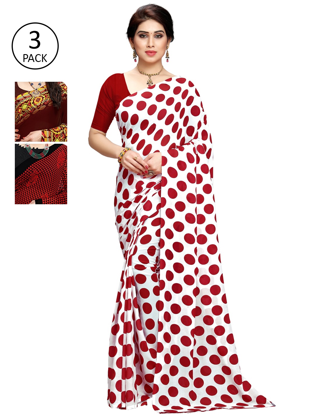 KALINI Multi Pack of 3 Printed Saree