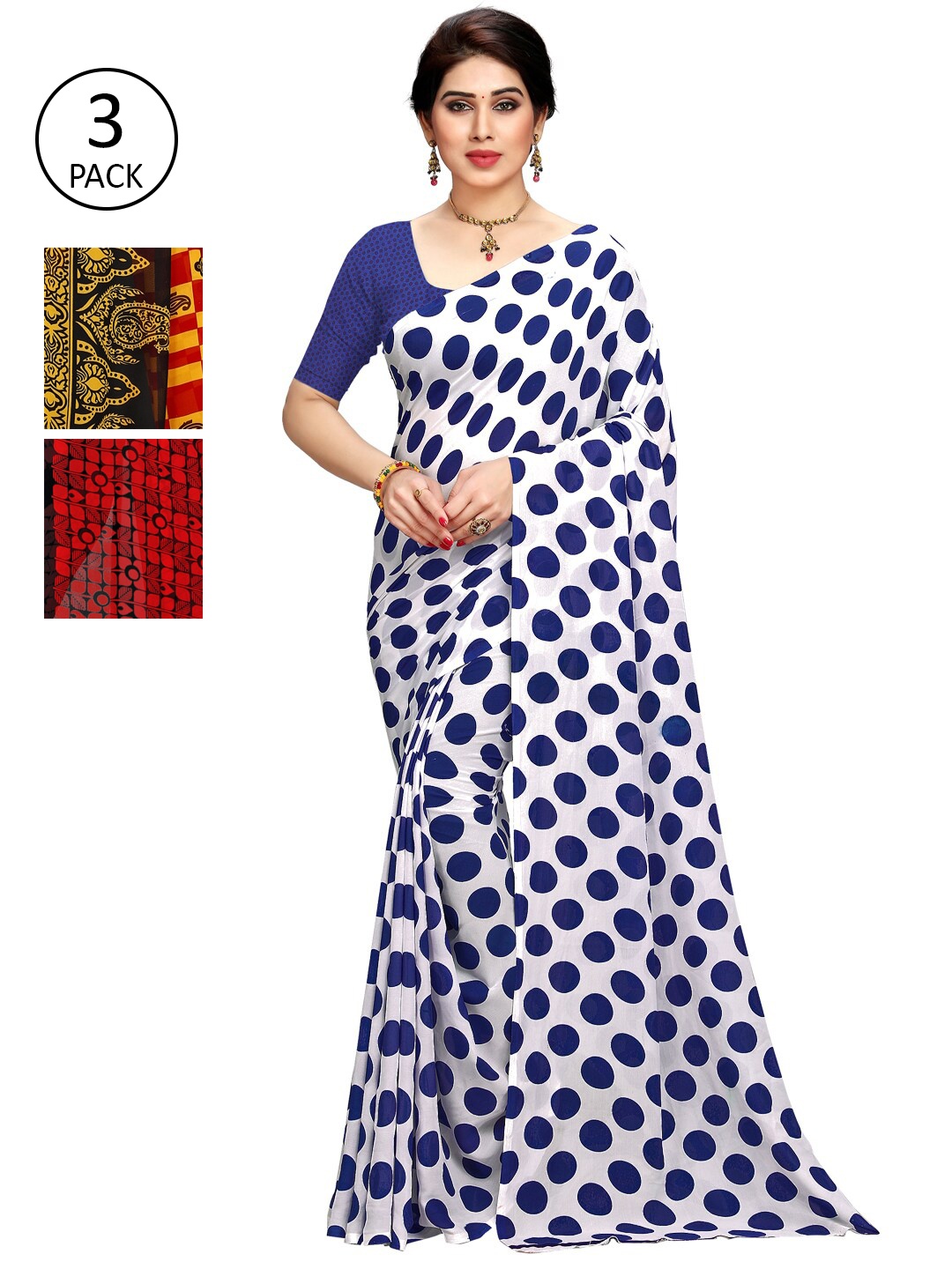 KALINI Pack of 3 Printed Sarees, Multi