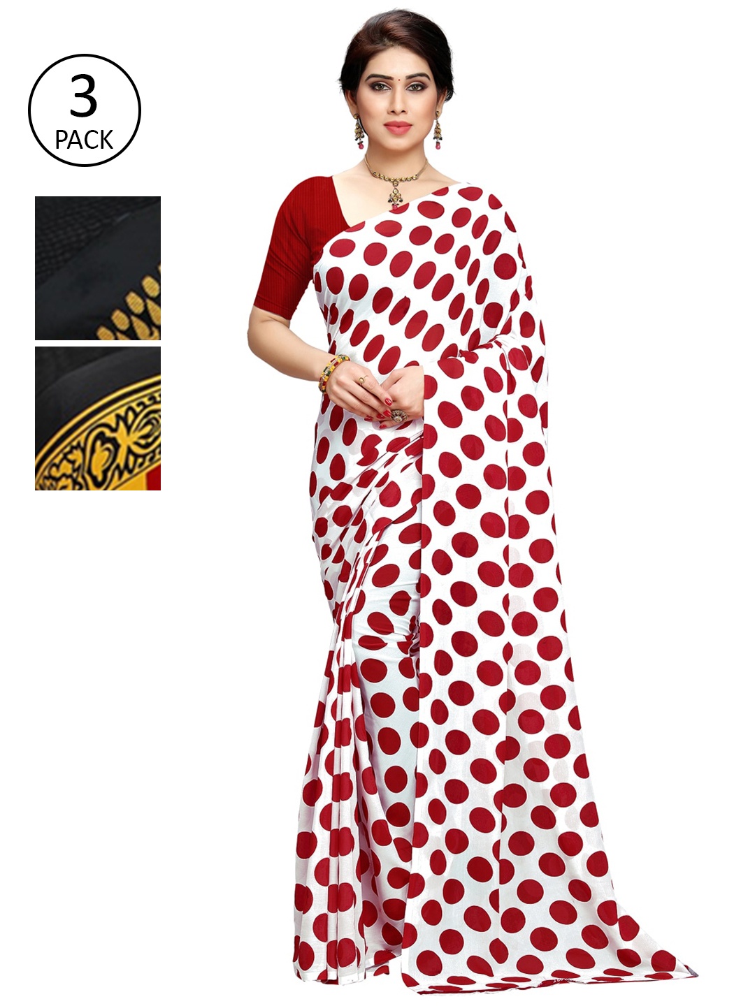 KALINI Pack of 3 Printed Sarees, Multi