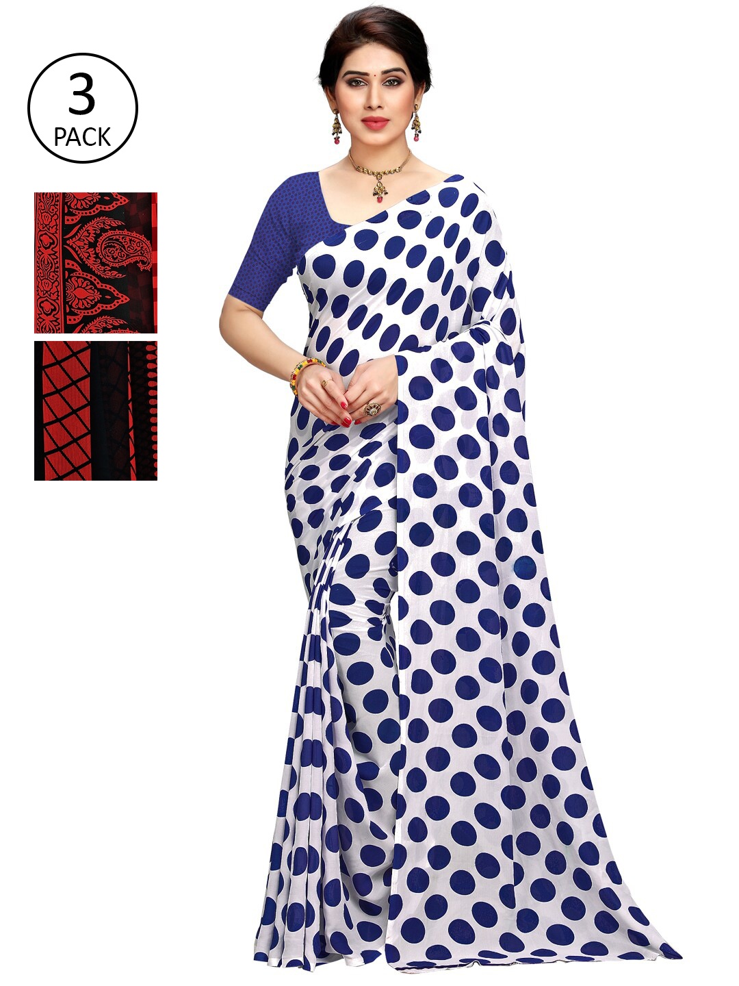 KALINI Pack of 3 Printed Sarees, Multi